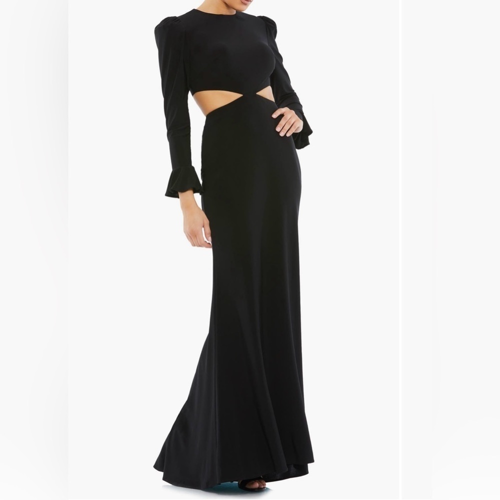 Mac Duggal Long Sleeve Cutout Gown